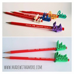 Pencil with name topper